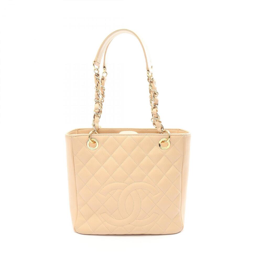 Chanel Matelasse PST Tote Bag Caviar Leather Grained Calfskin Beige